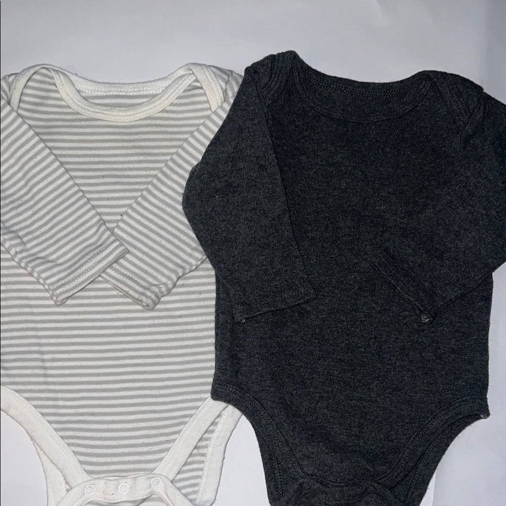 Kids Bodysuit Set - Charcoal and White Stripes